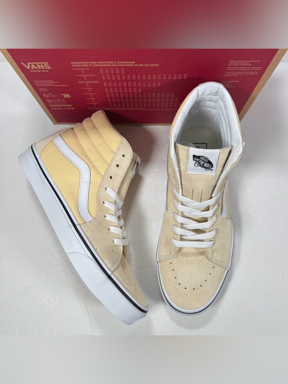 Vans Sk8-Hi Vanilla Custard True White Skate Shoe Sneakers Women 10 Men 8.5